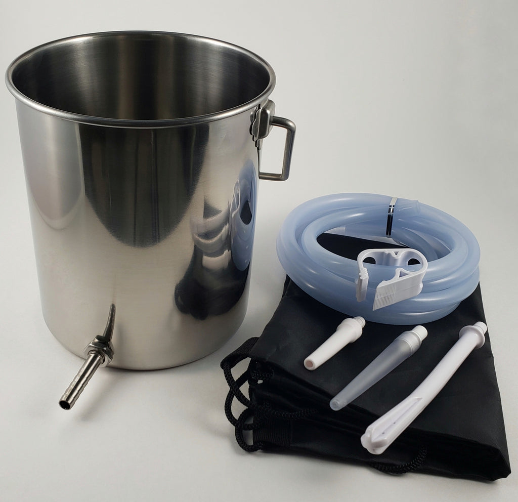 Enema Bucket - Stainless Steel w/ Silicone Tubing